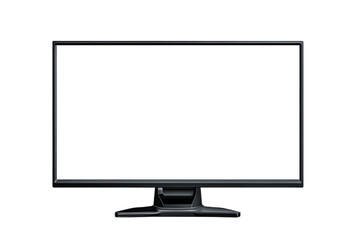 Fototapeta premium Flat Screen Television with Empty White Screen on Transparent Background Sleek Black Frame Minimalist Design Studio Shot for Mockup Purposes, PNG