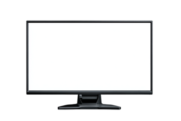 Flat Screen Television with Empty White Screen on Transparent Background Sleek Black Frame Minimalist Design Studio Shot for Mockup Purposes, PNG