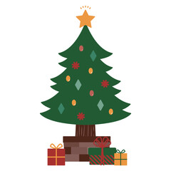 クリスマスツリーとプレゼントのイラスト