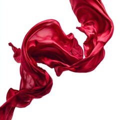 Vibrant Red Silk Fabric Flowing Gracefully in Mid Air