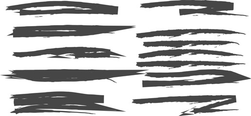 Abstract black brush strokes isolated on white background