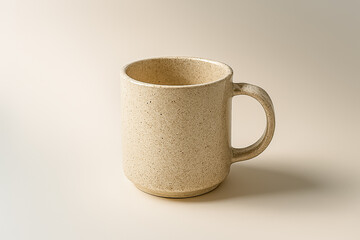Recycled ceramic cup mockup on matte white studio background