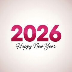 Vibrant pink 2026 number and elegant happy new year text on light background