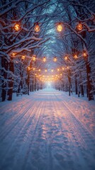 Enchanting christmas sale banner winter wonderland pathway discount offers serene environment captivating viewpoint