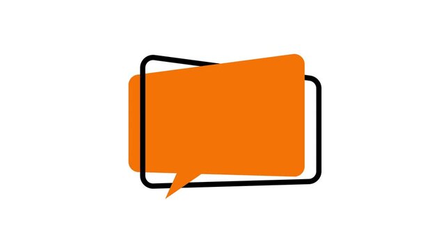 Orange color quote bubble animation on white background in 4k resolution
