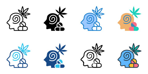 Substance Abuse icon set multiple style collection 
