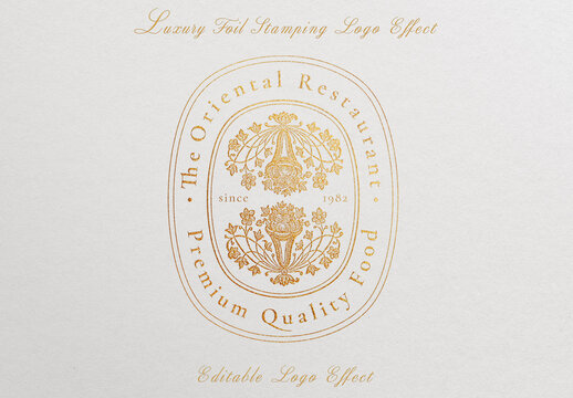 Gold Restaurant Logo Effect Foil Stamping PSD