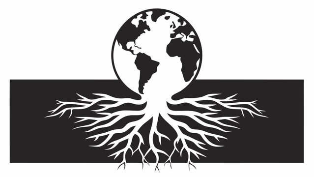 Growing earth concept symbolizing global roots and interconnectedness, ideal for ecology, sustainability, and environmental awareness campaigns and designs