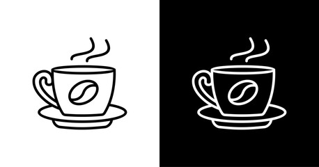 Hot Coffee White Icon Set Design