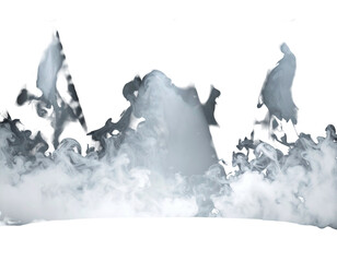 Wispy, gray smoke rises, illuminated from above, against a stark black background, creating an ethereal, dreamlike effect