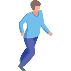 Person with Short Brown Hair Wearing a Light Blue Long Sleeve Shirt and Dark Blue Pants in a Transparent Background