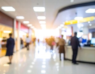 Blurred view of a shopping mall's interior with ambient lighting