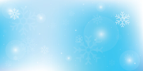 Natural Winter Christmas background with blue sky, heavy snowfall, snowflakes in different shapes and forms, snowdrifts. Winter landscape with falling Christmas shining beautiful snow. 