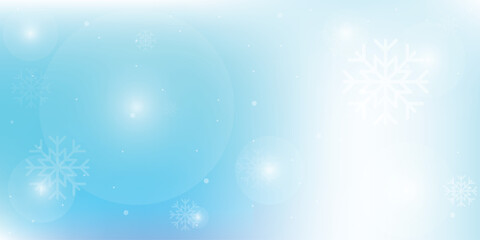 Natural Winter Christmas background with blue sky, heavy snowfall, snowflakes in different shapes and forms, snowdrifts. Winter landscape with falling Christmas shining beautiful snow. 