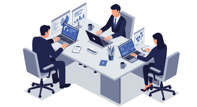 Business Team Working Together at Office Table.