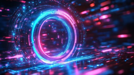 Futuristic holographic circular portal