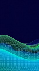 Fototapeta premium Abstract digital landscape of glowing blue and green particles