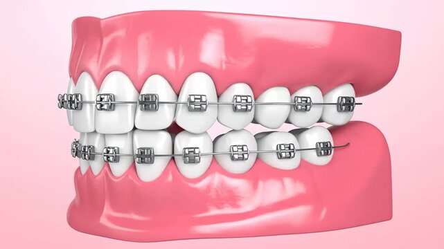 Orthodontic Braces on Teeth Model - A Detailed Look at Dental Correction.