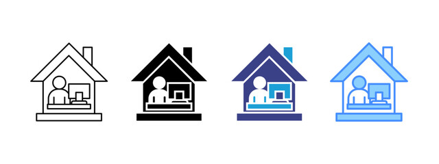 Work From Home  icon set multiple style collection	