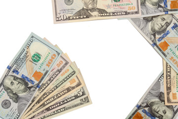 Frame of dollar bills with blank space in the center