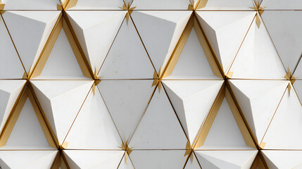 Geometric white triangles with gold edges
