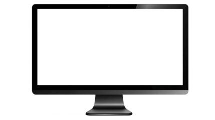 Sleek Black Monitor with Blank White Screen Isolated on Transparent Background for Technology Design Projects, PNG