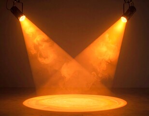 Dramatic illumination of a stage using two amber spotlights