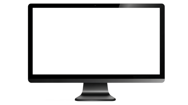 Sleek Black Monitor with Blank White Screen Isolated on Transparent Background for Technology Design Projects, PNG - Powered by Adobe