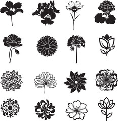 Floral Vector Art Elegant Flower Silhouettes for Creative Design