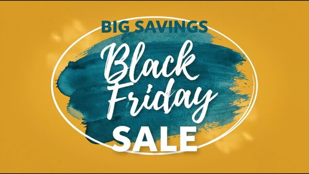 Exciting Black Friday sale banner with big savings announcement and artistic brushstroke.