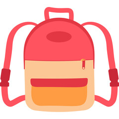 Pink and Orange Two-Tone Backpack with Straps and Zipper Detailed Illustration for School or Travel Use
