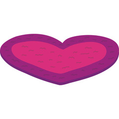 Pink and Purple Heart Shaped Rug with Textured Surface Isolated on Transparent Background
