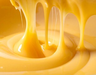 Close-up of thick, flowing, golden-colored liquid, creating an abstract pattern
