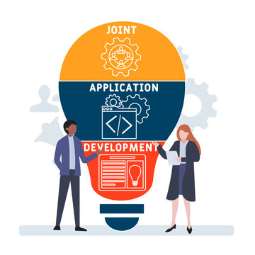 JAD - Joint Application Development acronym. business concept background. vector illustration concept with keywords and icons. lettering illustration with icons for web banner, flyer, landing
