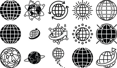 Fototapeta premium A diverse collection of globe icons representing global communication and international networking concepts