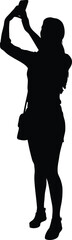 Female Silhouette Taking Picture with Smartphone Vector