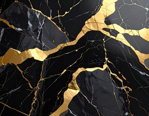 Elegant abstract art with black and gold marbled texture