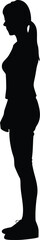 Silhouette of Woman Standing in Profile with Hands at Sides