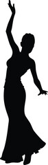 Silhouette of Woman Dancing with Raised Arm in Elegant Pose