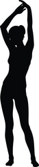 Silhouette of Woman Dancing with Raised Arms