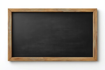 Blank blackboard with rustic wooden frame on white background studio shot education concept school chalkboard