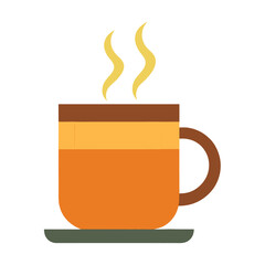 Tea mug with steam flat vector icon clipart white background
