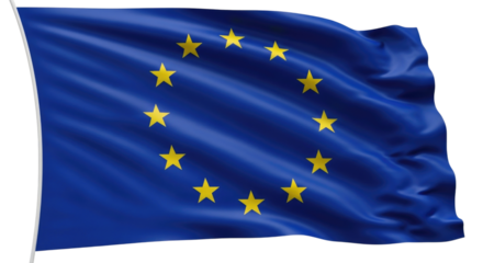 European union flag waving transparent background cutout png