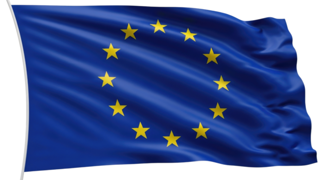 European union flag waving transparent background cutout png