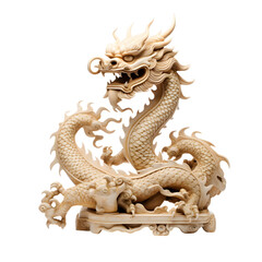 Fototapeta premium Ivory colored dragon statue on a black background close up