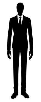 Halloween monster,  character  silhouette in suit and tie, creepy faceless tall figure standing in darkness