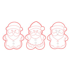 Cute Santa cookie outlines ready for holiday joy. Cute Santa cookie outlines ready for holiday joy.