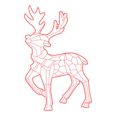 Geometric reindeer outline modern Christmas coloring page