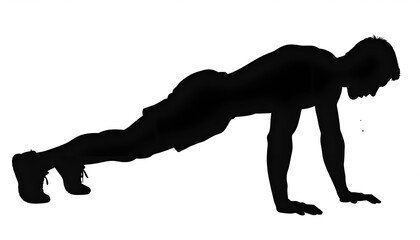 Male Athlete Silhouette Holding High Plank or Push-up Start Position