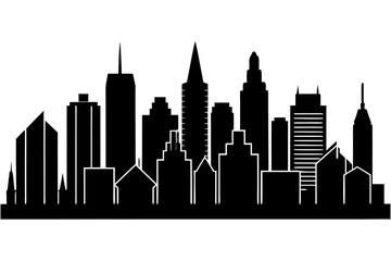 Obraz premium City Skyline Silhouette Vector Pack Isolated on White Background